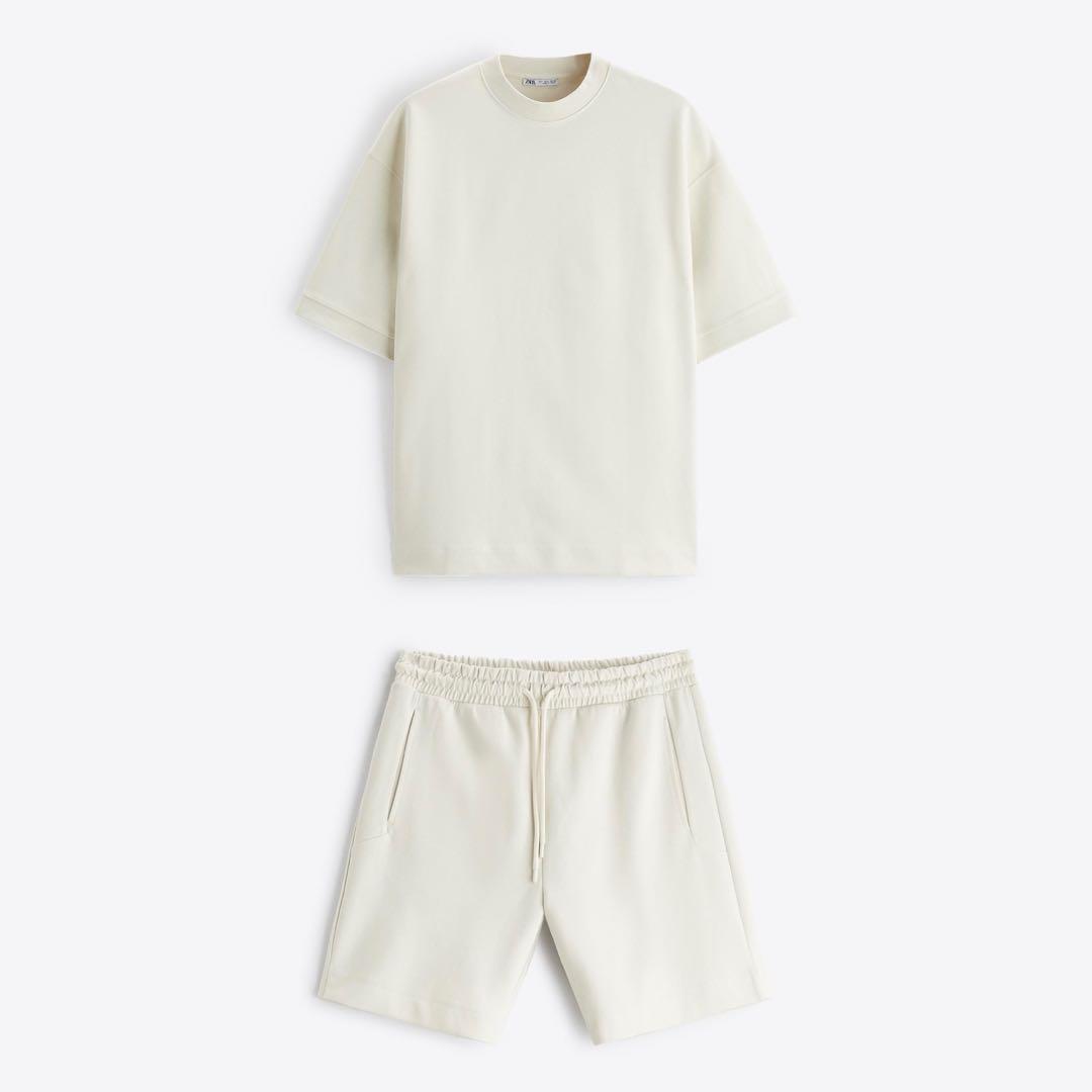 ZARA ザラ アイボリー クルーネックTシャツ ショートパンツ セットアップ