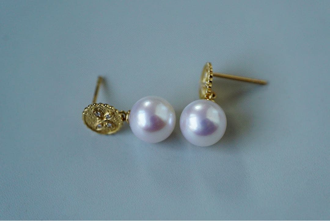 K18YG 天然アコヤ真珠ピアス 18金 K18YG 天然アコヤ真珠ピアス 18金