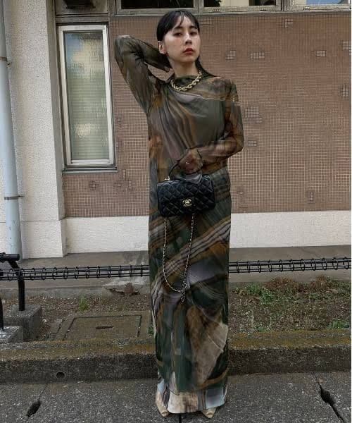 古典 アメリヴィンテージ CROOKED STRATUM SHEER DRESS ロング