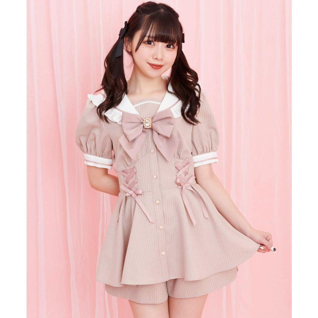 Secret Honey ウエストレースアップセーラーセットアップ ピンク