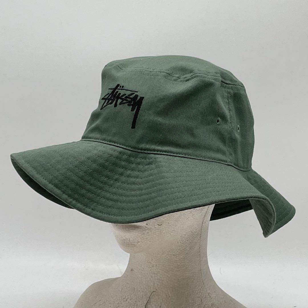 ☆KO2145□STUSSY バケットハット 帽子 グリーン コットン