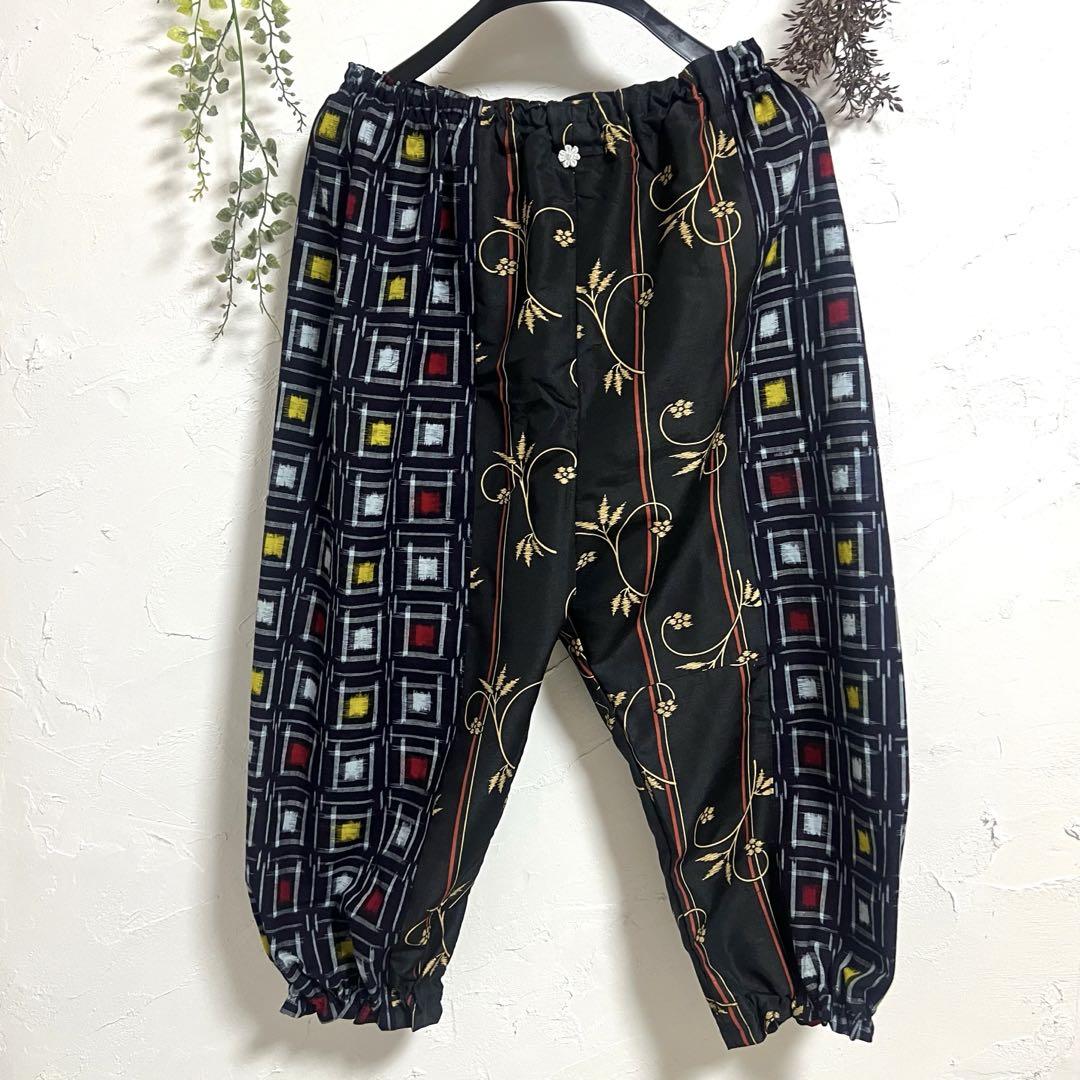 ハンドメイド♪着物リメイク　絣　もんぺ ハンドメイド♪着物リメイク　絣　もんぺ