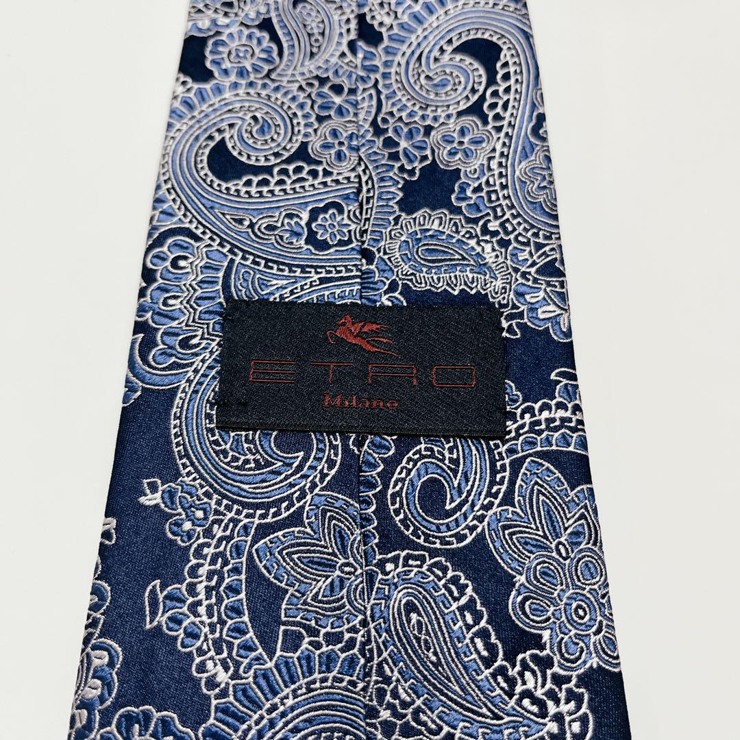 美品 エトロ ネクタイ ハイブランド ペイズリー柄 光沢
