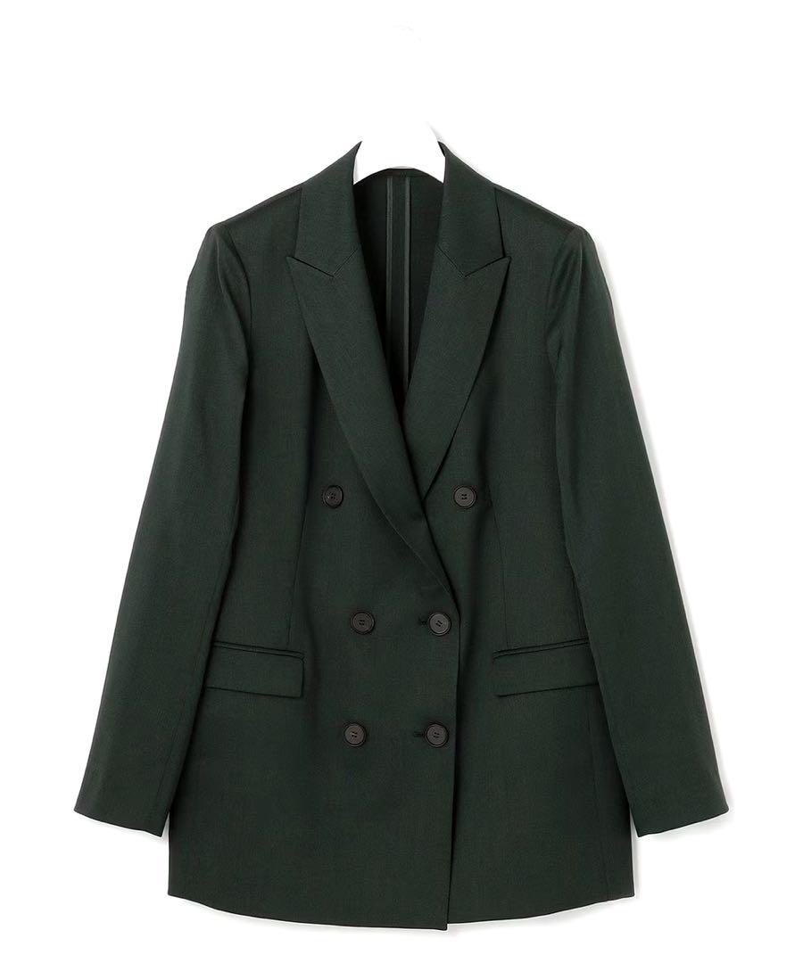 美品】icb✨ウールストレッチツイル ダブル前ジャケット/大きい