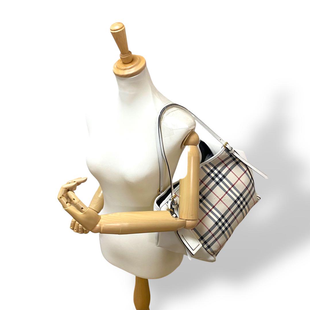 バーバリー メガチェック PVC ハンドバッグ ノバチェック レザー BURBERRY バーバリー ノバチェック ハンドバッグ トートバッグ