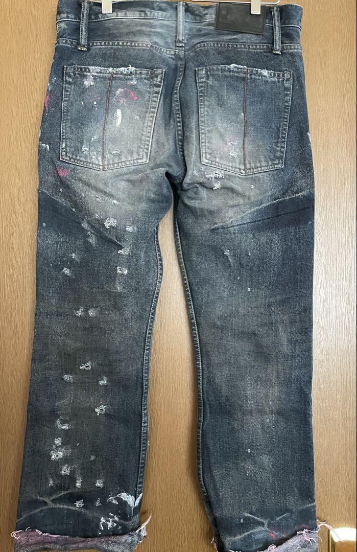 LGB ルグランブルー デニムパンツ 25美品 ゆるめストレート ペイント