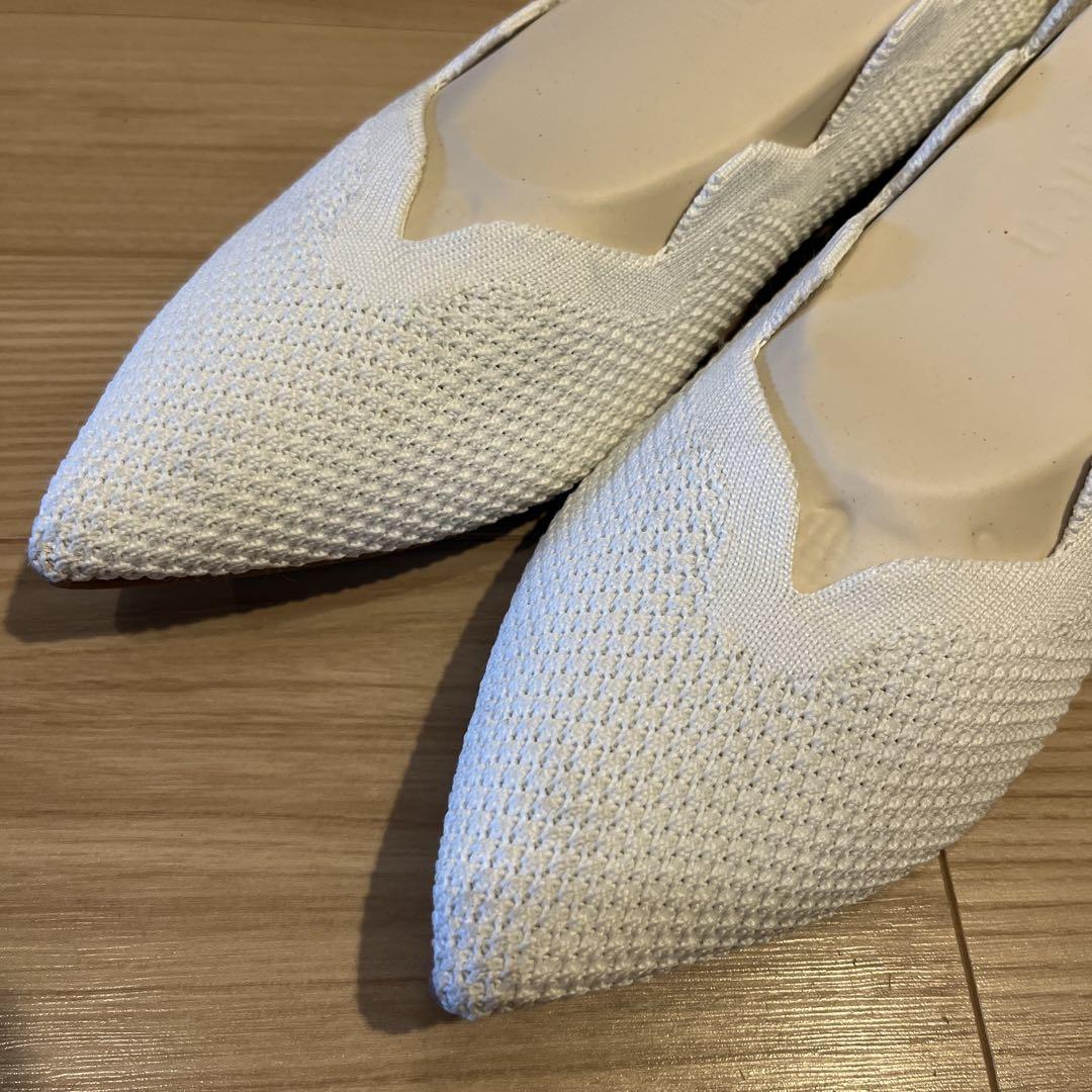 Offenホワイト スカラップエッジ フラットシューズ40.美品