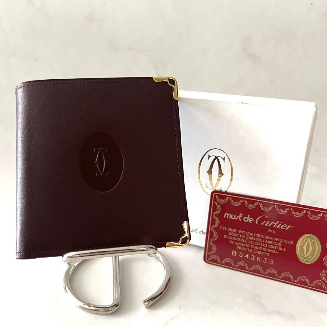 ほぼ未使用】Cartier カルティエ 2つ折り財布 マスト ボルドー