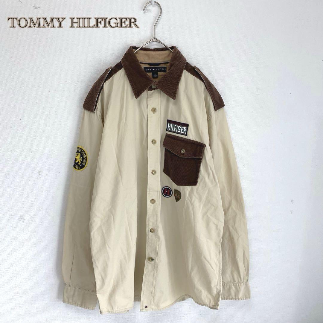 TOMMY HILFIGER】ワークシャツ　コーデュロイ　ワッペン【M】コットン