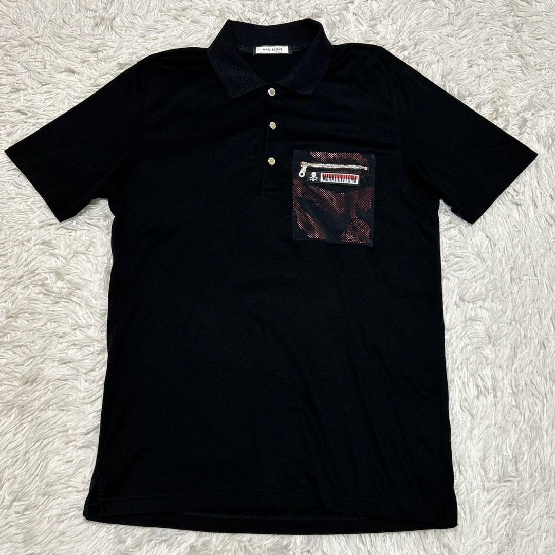 【美品】マークアンドロナ ポロシャツ　46 MARK&LONA マークアンドロナ MARK&LONA ブラック ポロシャツ 46 - メルカリ