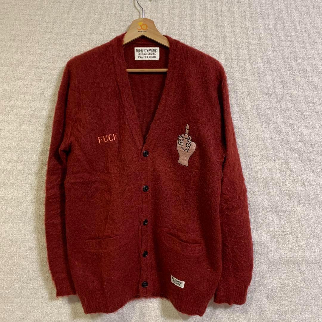 ワコマリア MOHAIR CARDIGAN 中指 バーガンディ レア セレブ