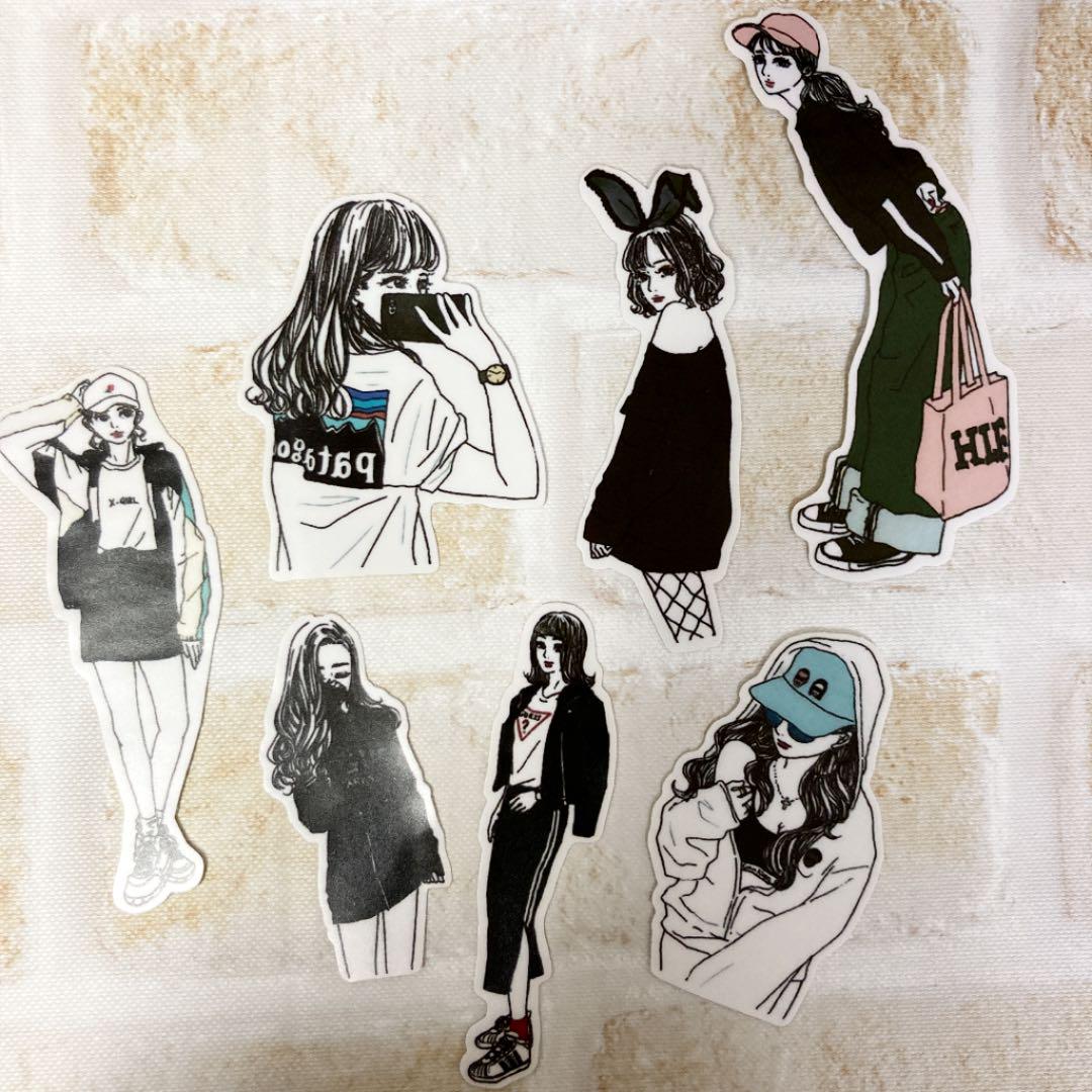海外製 ステッカー 韓国 おしゃれ 手描き風 女の子 シンプル 12 メルカリ