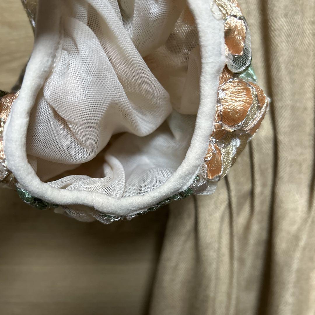 cawaii FRENCH PAVE花柄刺繍ワンピース ベージュ 結婚式 ドレス