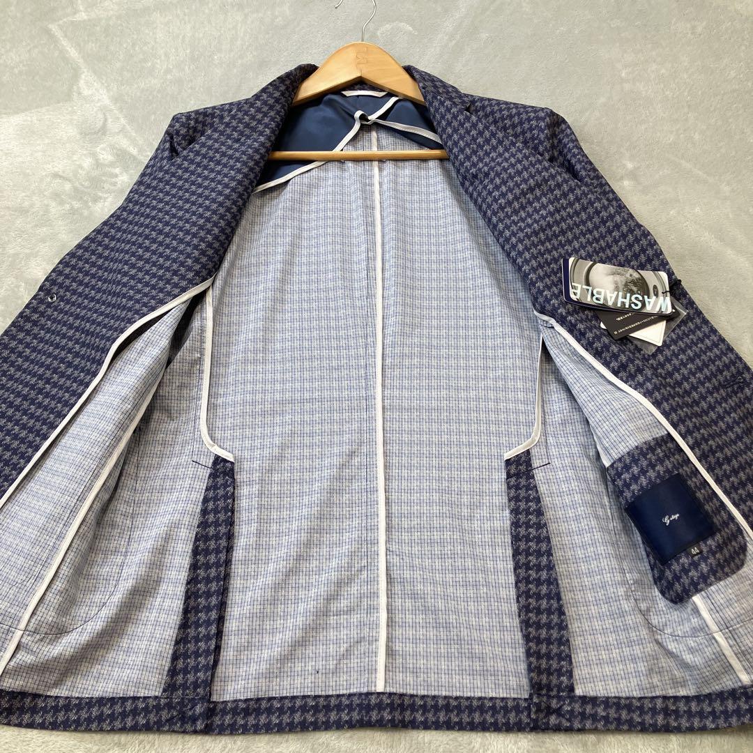 タグ付✨G-STAGE セットアップスーツ　千鳥　洗える　ストレッチ　44 紺