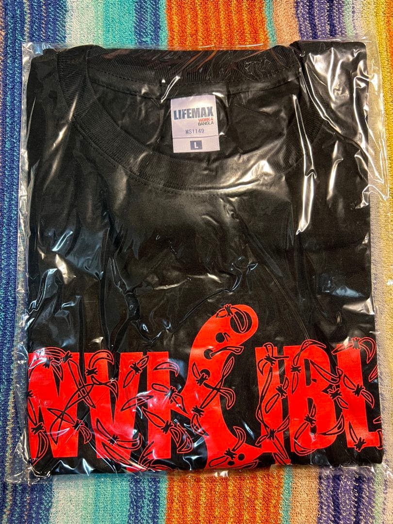 【未使用品】Tシャツ　Lサイズ(ボディ:黒、プリント:赤) 1枚