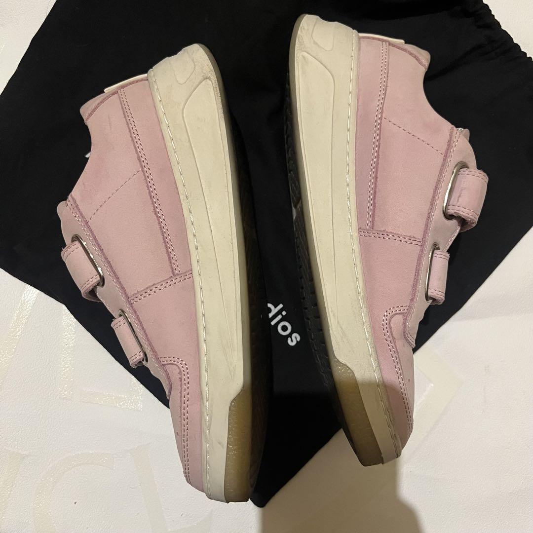 Acne Studios ピンク ベルクロスニーカー スエード 37