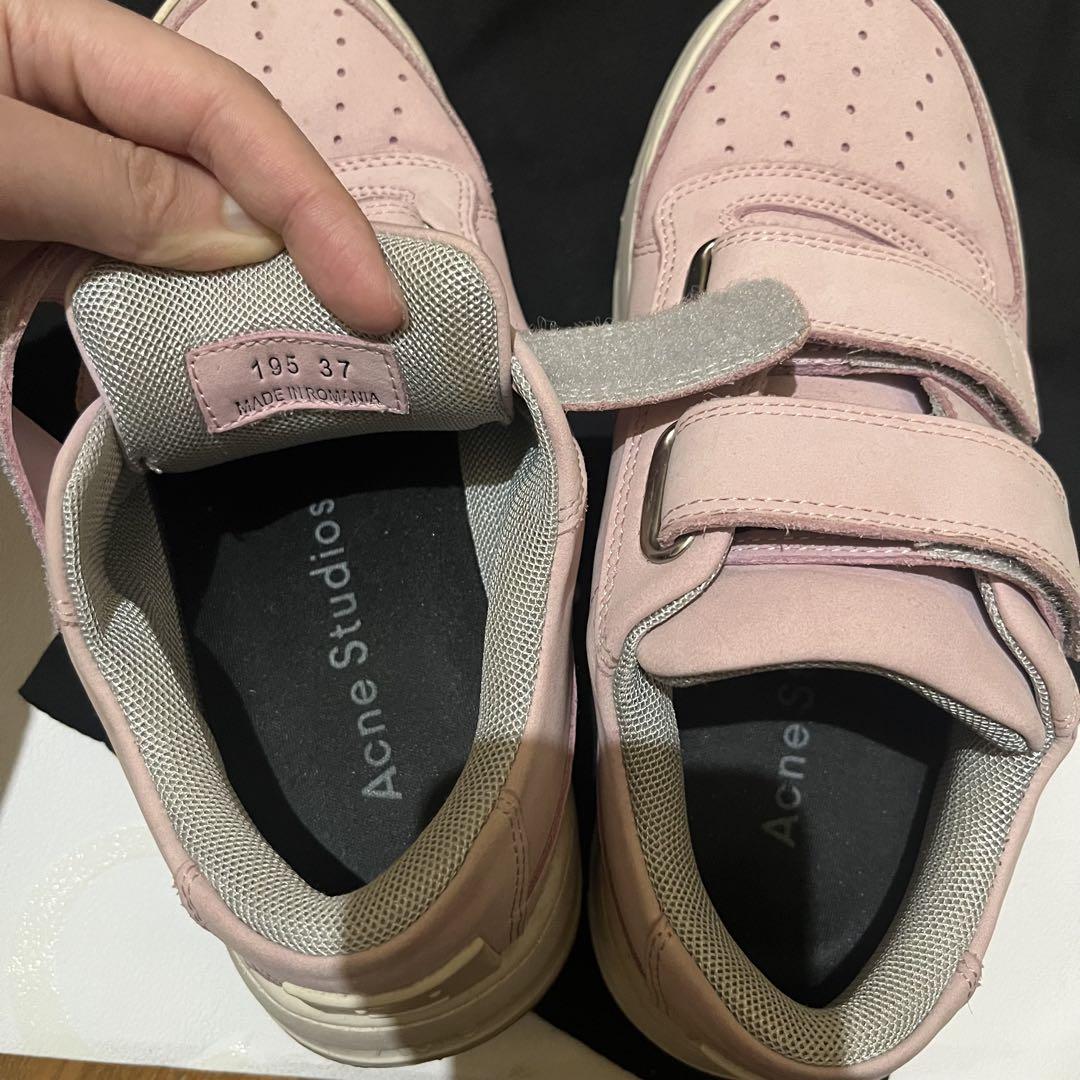 Acne Studios ピンク ベルクロスニーカー スエード 37