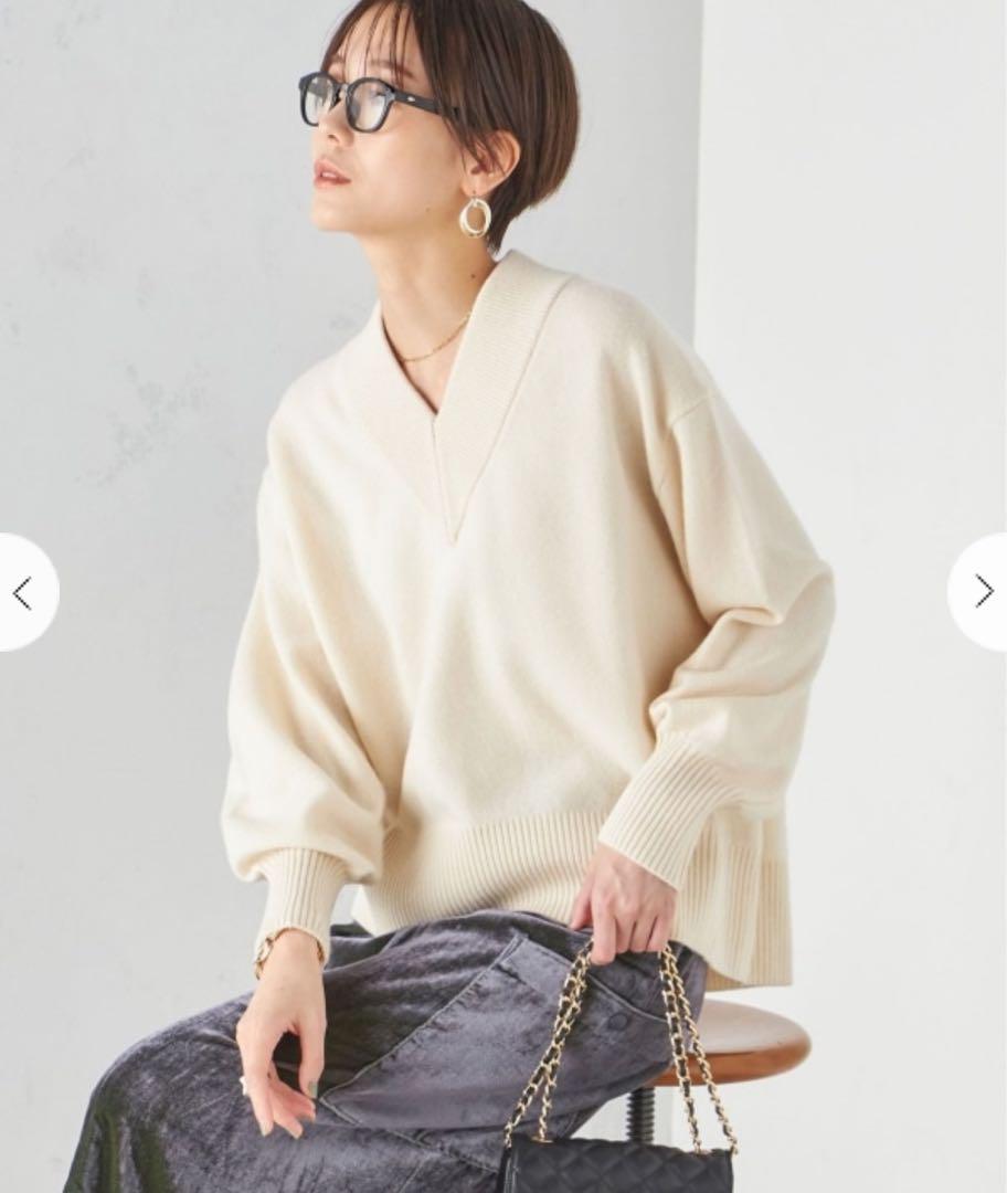 値下げ！SHIPS  ウールカシミアVネックプルオーバー（ブルー）