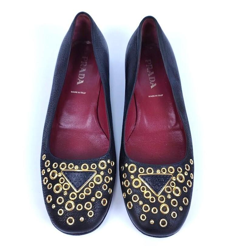 PRADA プラダ レザーフラットシューズ ブラック 35 1/2 パンプス