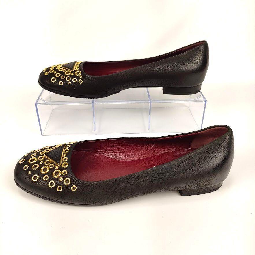 PRADA プラダ レザーフラットシューズ ブラック 35 1/2 パンプス