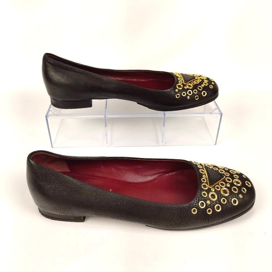 PRADA プラダ レザーフラットシューズ ブラック 35 1/2 パンプス
