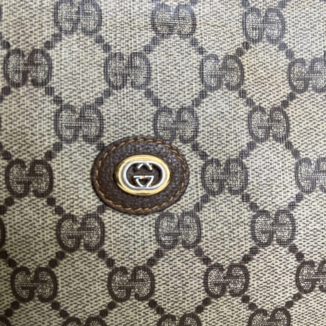 GUCCI GG柄　PVC クラッチバッグ　セカンドバッグ　ブラウン　オールド