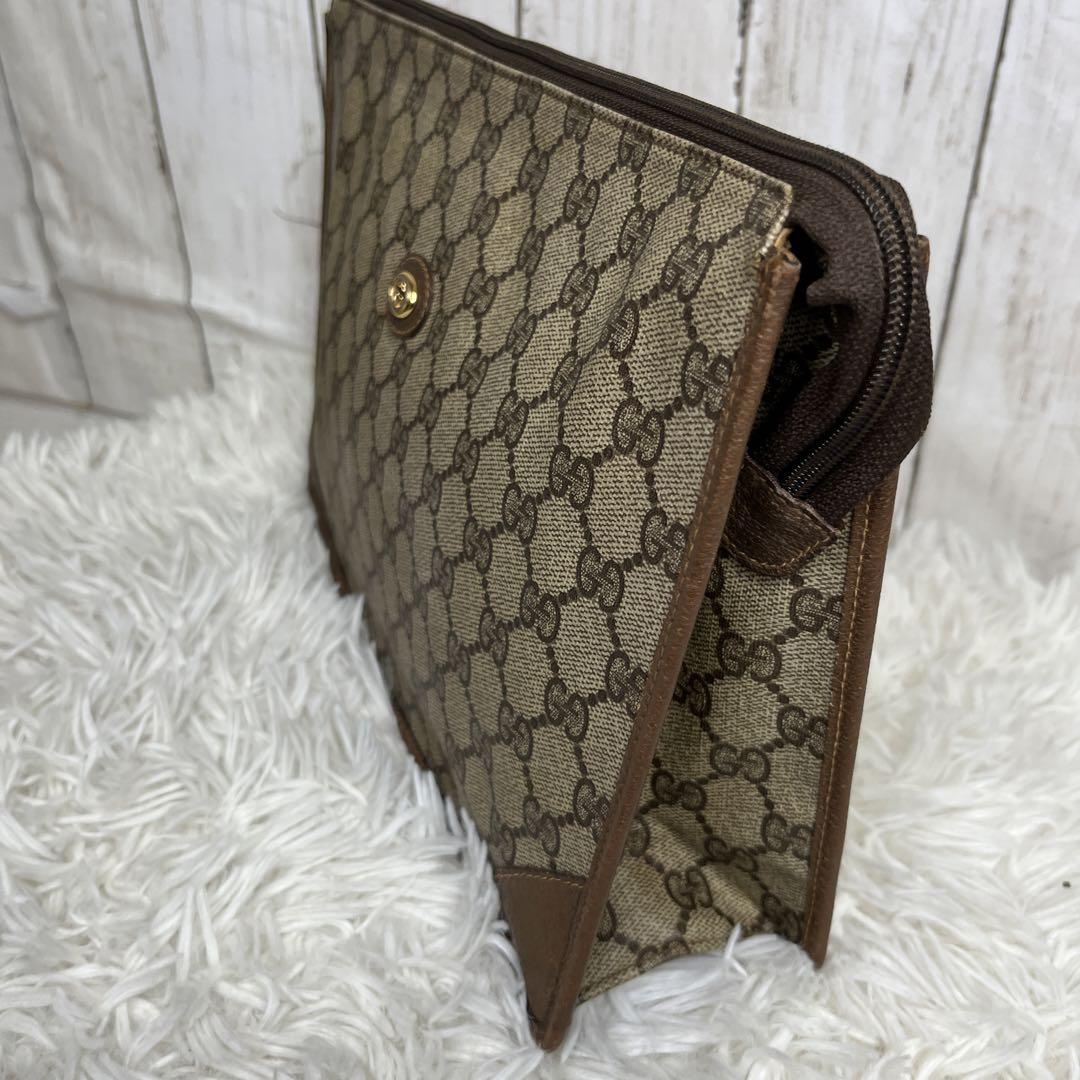 GUCCI GG柄　PVC クラッチバッグ　セカンドバッグ　ブラウン　オールド