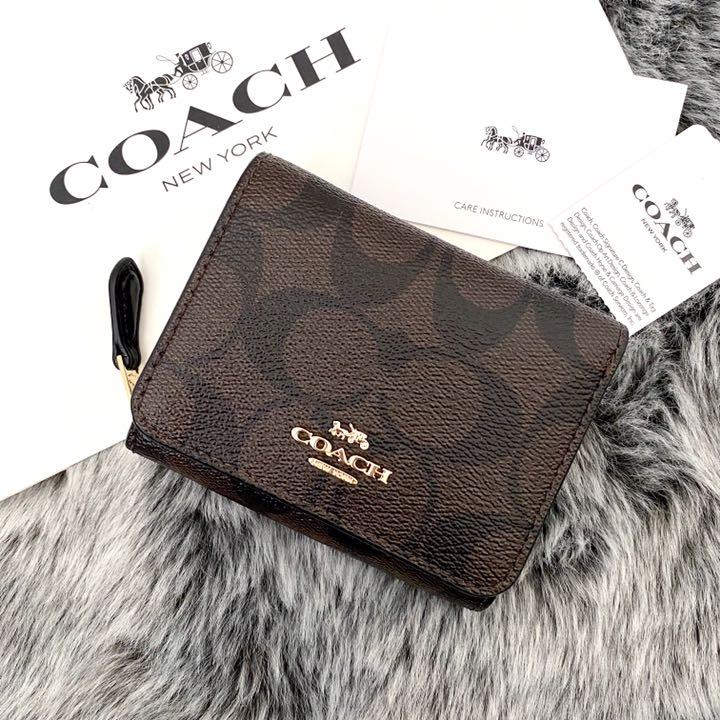 新品☆COACH(コーチ)メンズ ブラウン シグネチャー レザー 折り財布