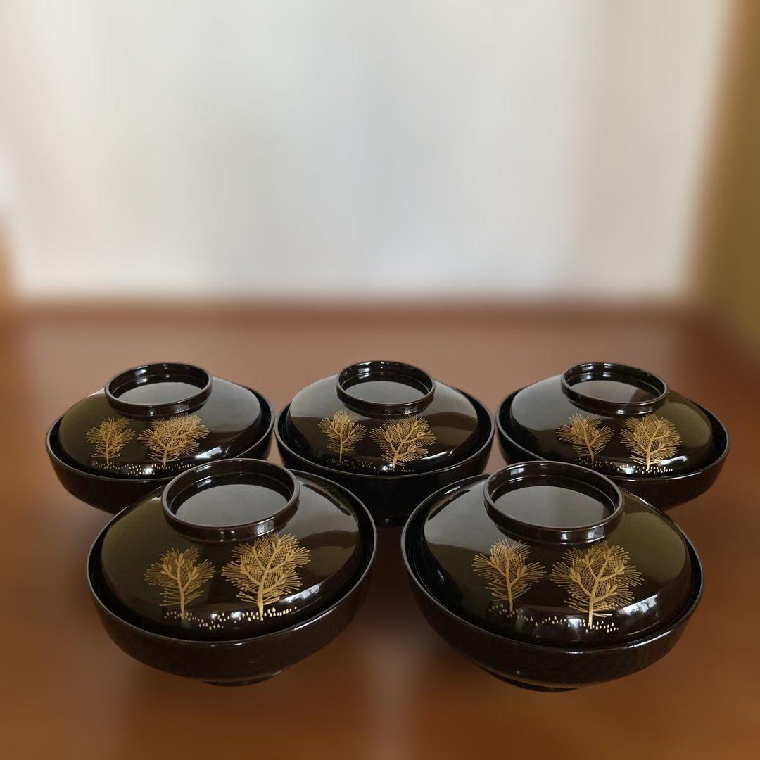 漆器 時代物　お碗　菓子器セット 5個 木箱付き 漆器 時代物 お碗 菓子器セット 5個 木箱付き - メルカリ