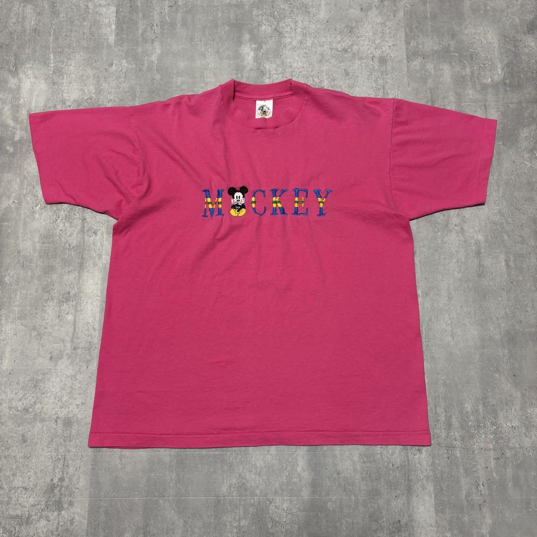 90s MICKEY USA製　Tシャツ　ミッキーマウス　刺繍　ディズニー