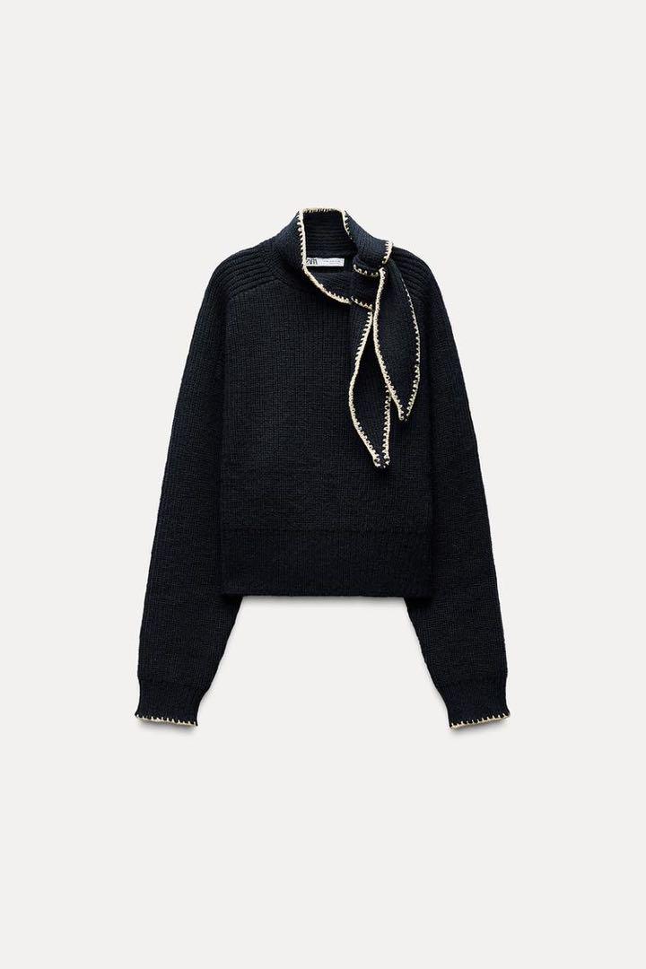 【特別送料無料！】 ZARA 新品 リボン付きニットベスト トップス