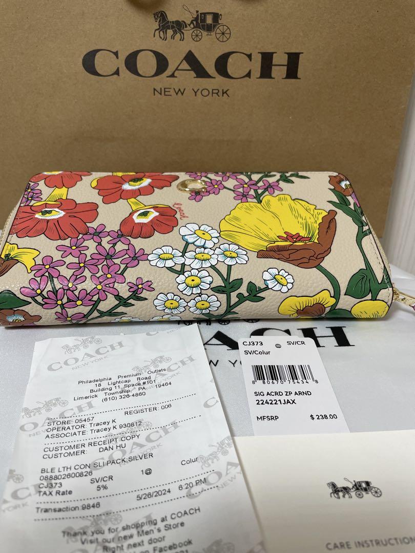 コーチ 長財布 シグネチャー レディース　ベージュ系　花柄　新品　未使用