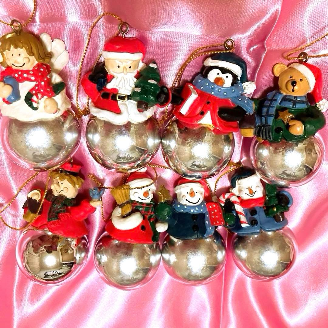 アメリカ ヴィンテージクリスマスオーナメント ペンギン サンタ 天使 くまやや傷や汚れあり