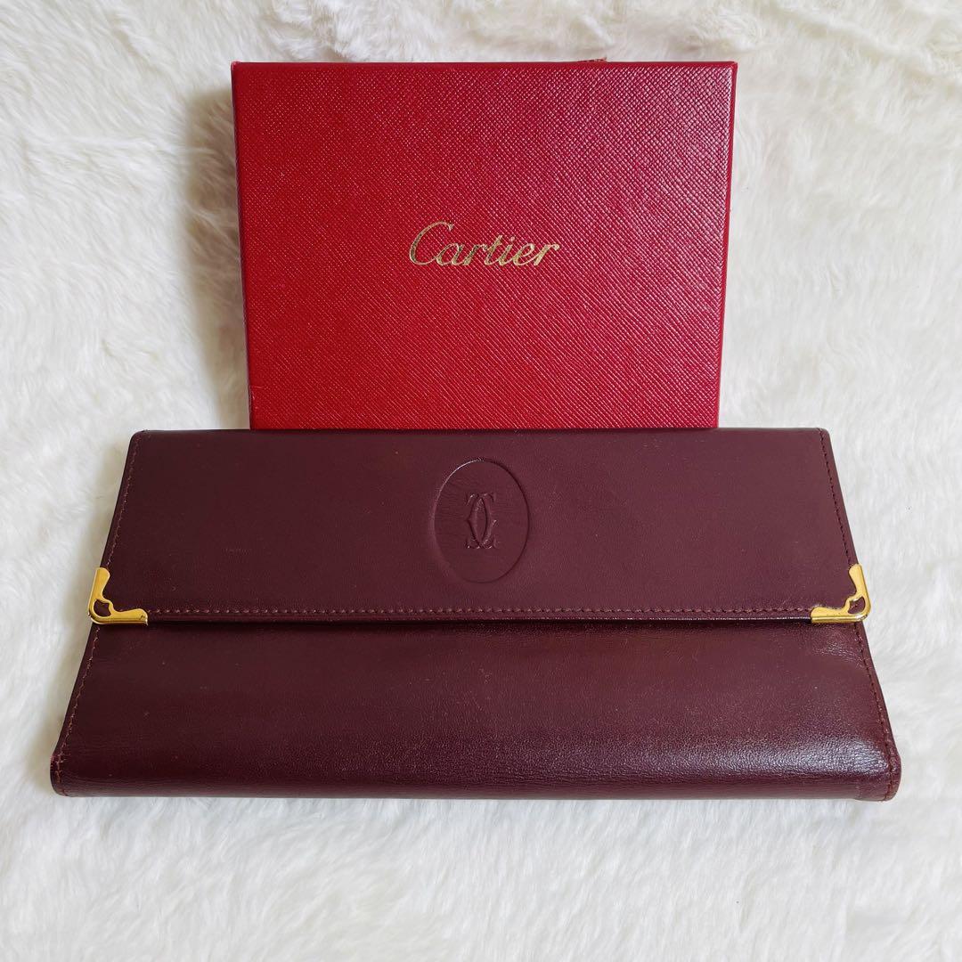 美品 カルティエ 長財布 がま口 マストライン サフィアーノ Cartier 極美品 カルティエ 長財布 がま口 マストライン フラップ レザー