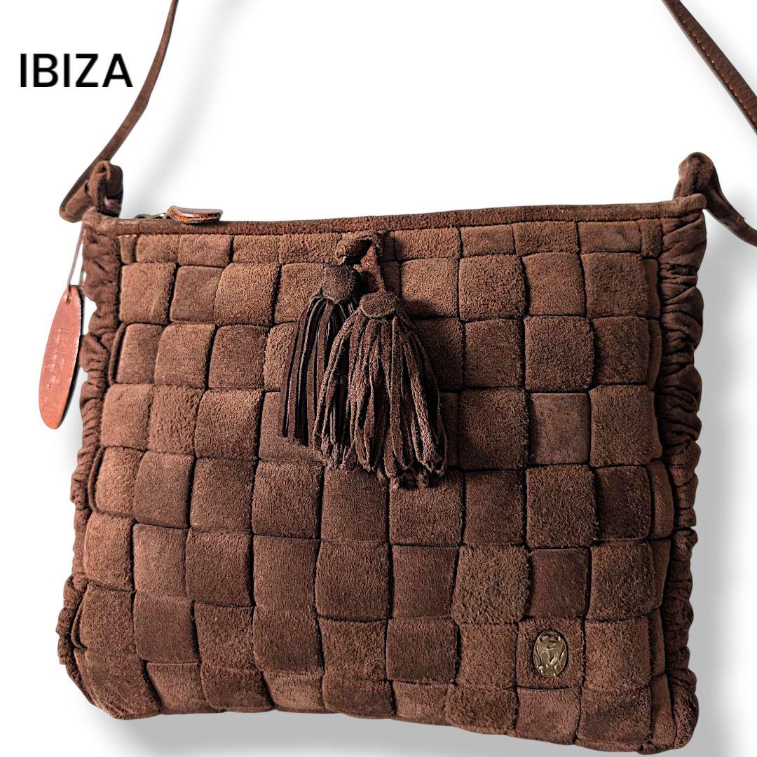 Ibiza　イビザ　ショルダーバッグ　クロスバッグ　ブラウン　編み込み