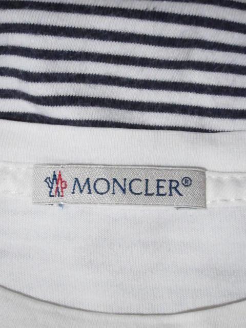 【特価】MONCLERモンクレール:白黒ボーダークルーネックシャツT/ Lサイズ