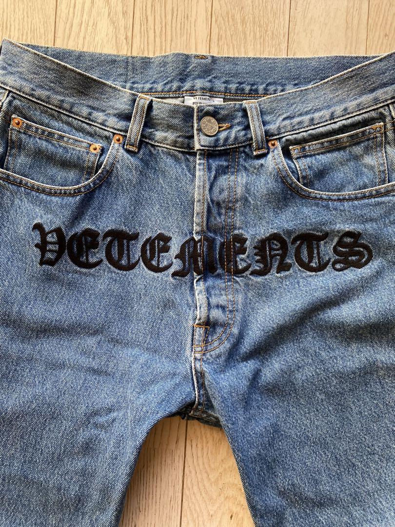 Vetements ロゴ　刺繍　ストレート　デニム　パンツ　ヴェトモン