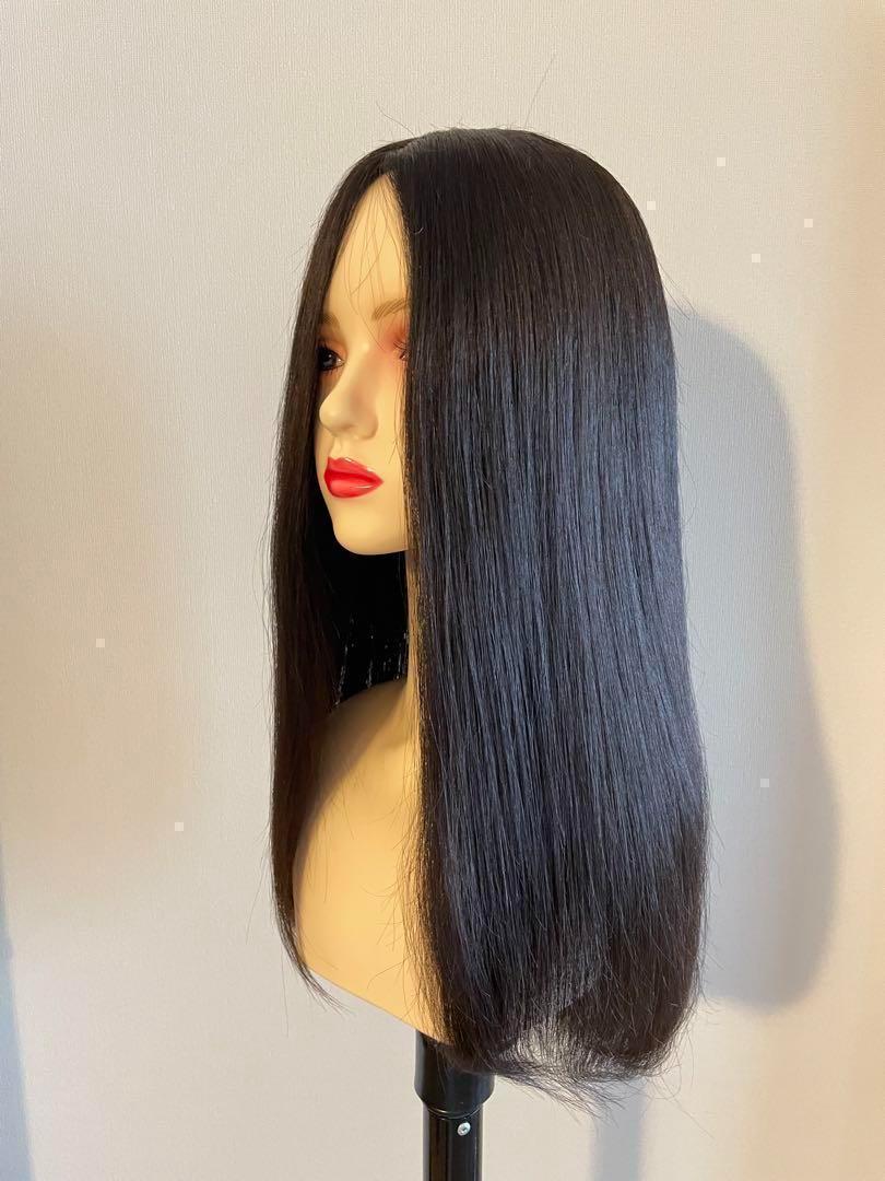 最高品質　M/L　人毛　45ｃｍ　医療用　人工皮膚　自然黒　茶色　 艶髪 ❤ レミー人毛100％ S/L 人毛 45cm 医療用 人工皮膚 黒 艶髪 ❤