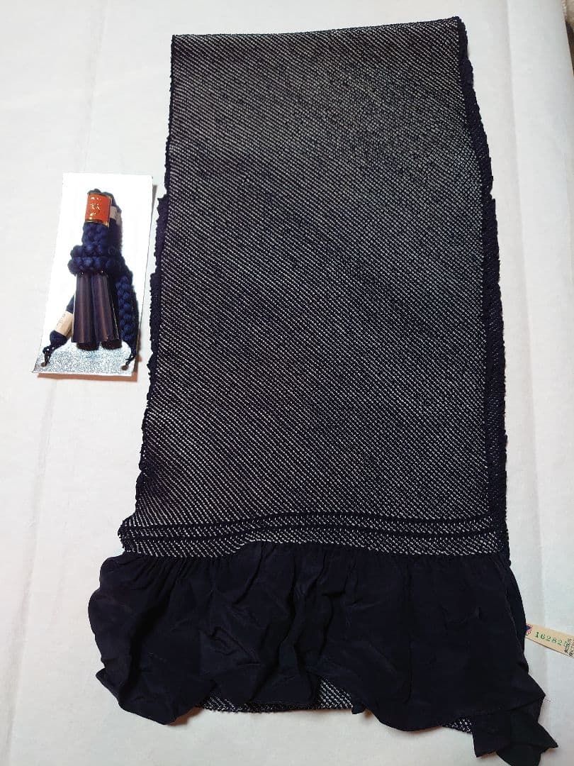 男物　総絞り　正絹　兵児帯　濃紺と羽織紐