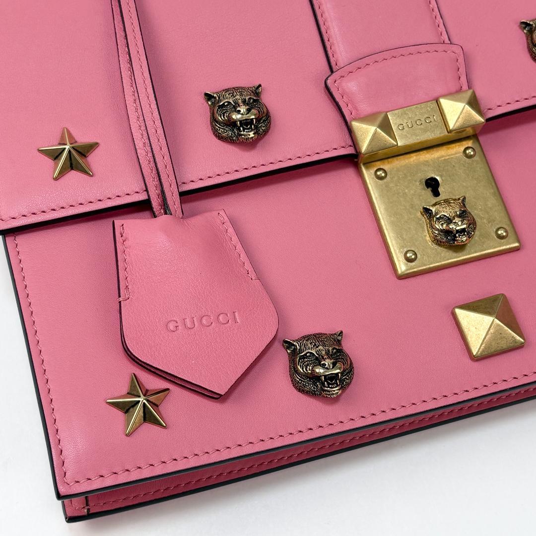 美品 GUCCI キャットヘッド スタッズ ハンドバッグ 421997