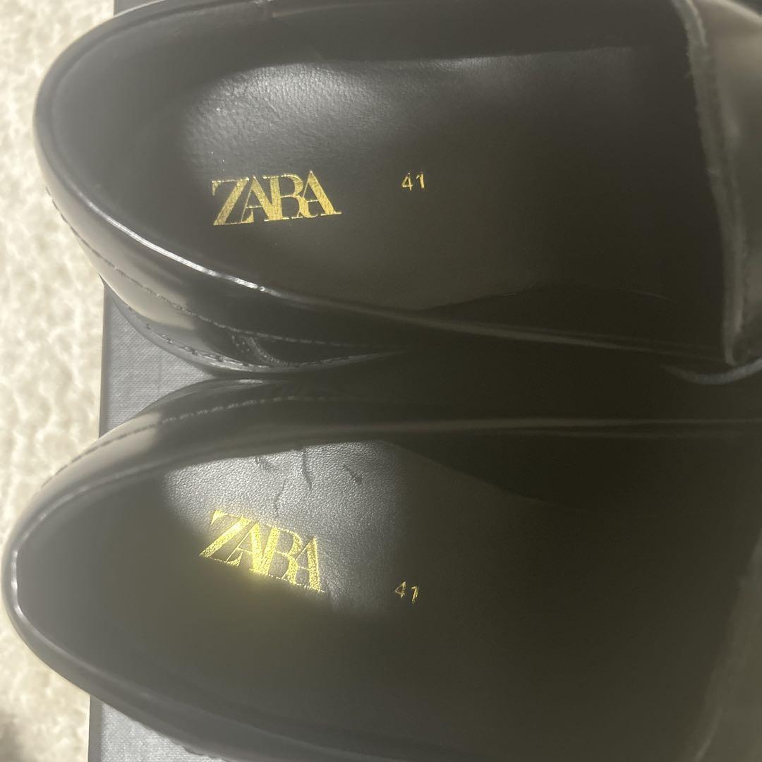 zara ギャザーレザーローファー サイズ41
