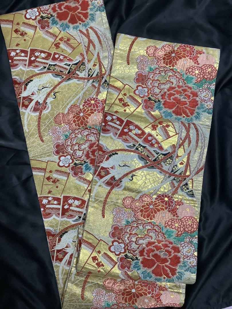 豪華‼️金色ベース #丸帯 希少 #昭和レトロ【表・裏の柄違い