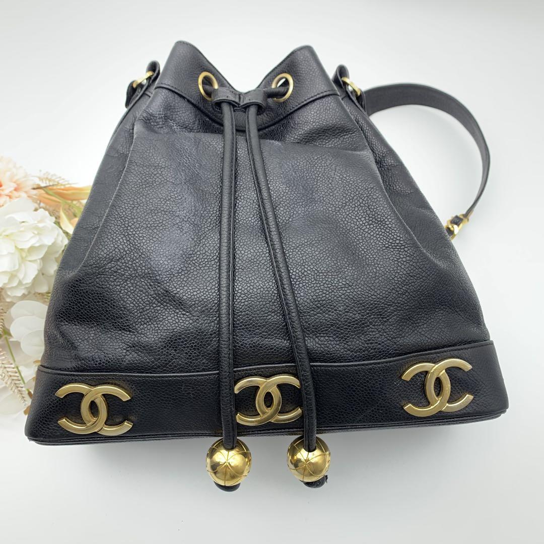 ☆CHANEL☆シャネル トリプルココ キャビアスキン 巾着 チェーン