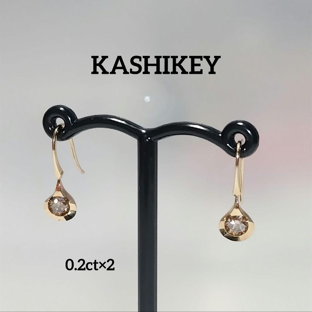 KASHIKEY K18 ブラウンダイヤモンド ドッツ ピアス フック KASHIKEY K18 ブラウンダイヤモンド ドッツ ピアス フック