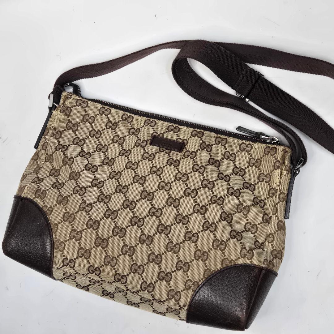 GUCCI ショルダーバッグ GGキャンバス レザー