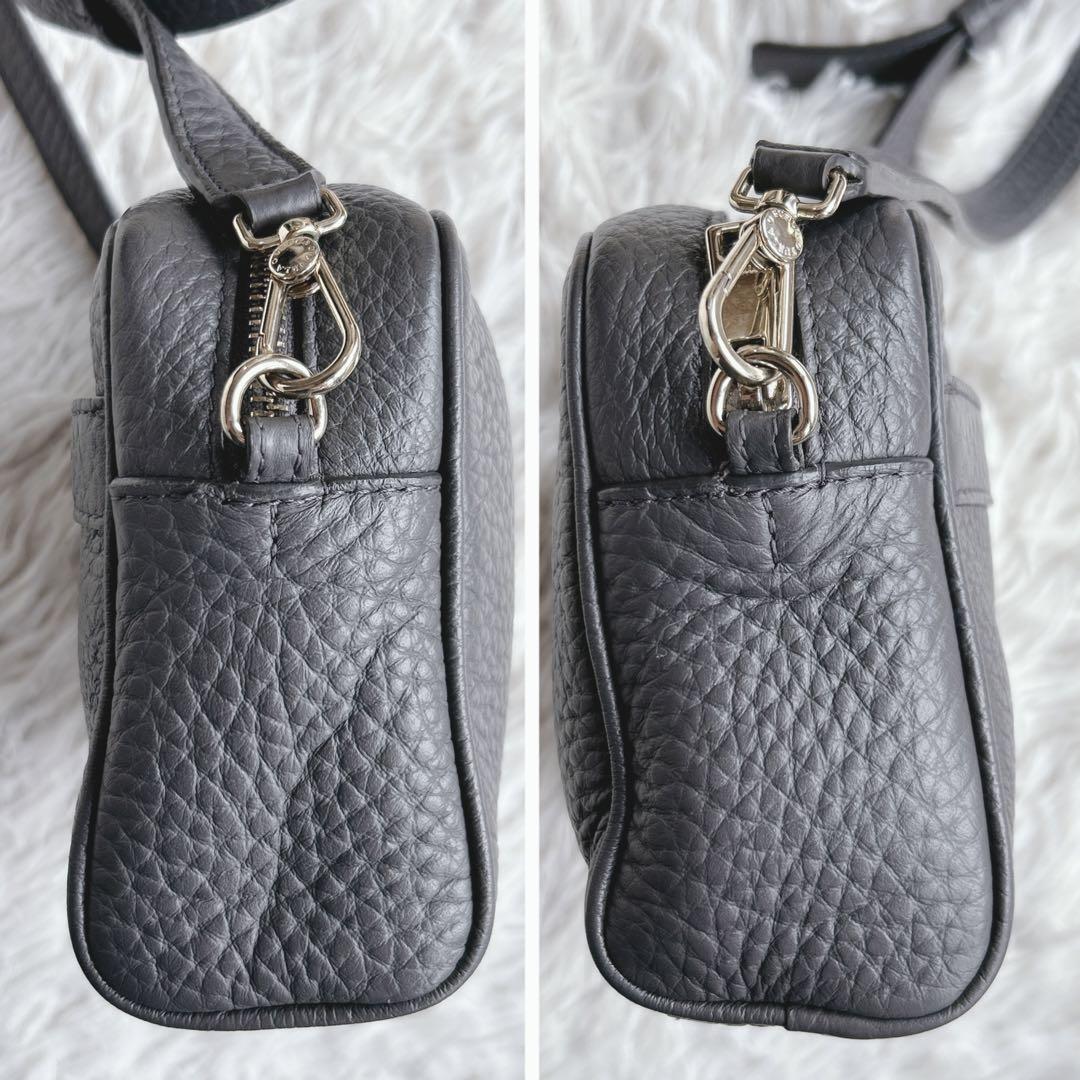 極美品！FURLA フルラ アヴリル ショルダーバッグ グレー シボ革