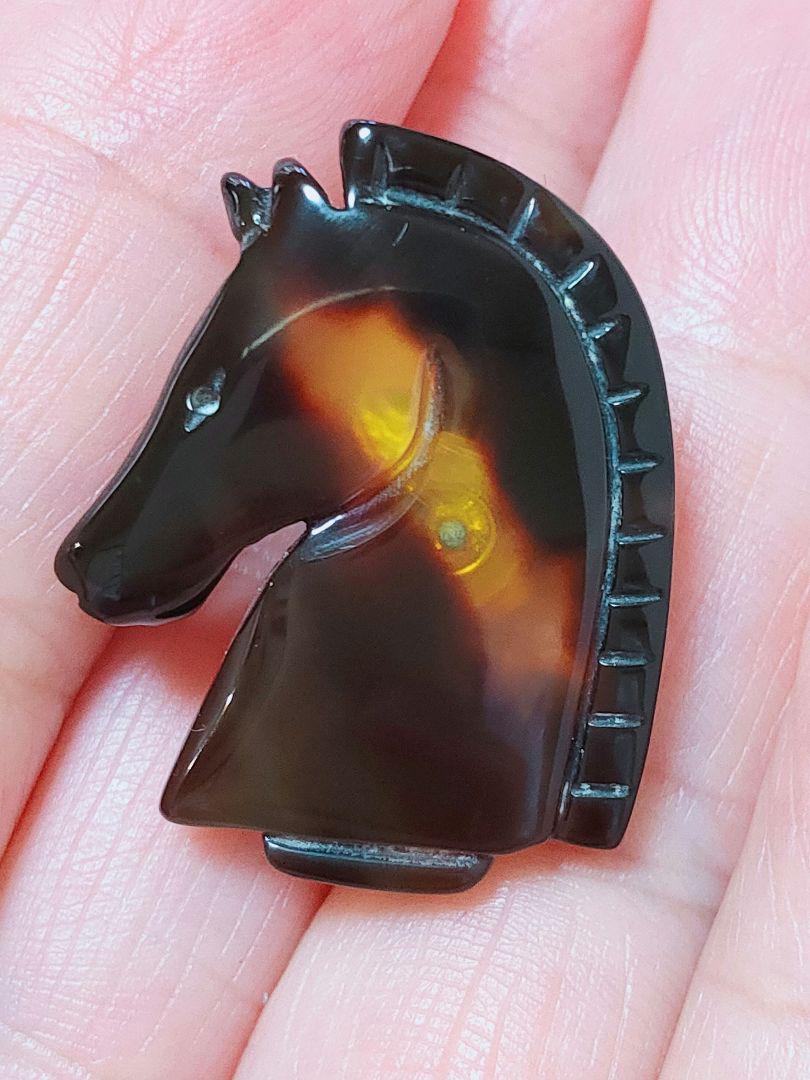 未使用品 馬 本鼈甲 ピンブローチ
