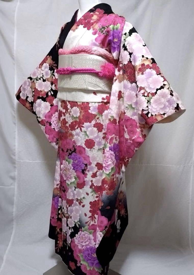 トールサイズ　正絹振袖　袋帯　長襦袢　小物セット　 大きめサイズ　18ー12②