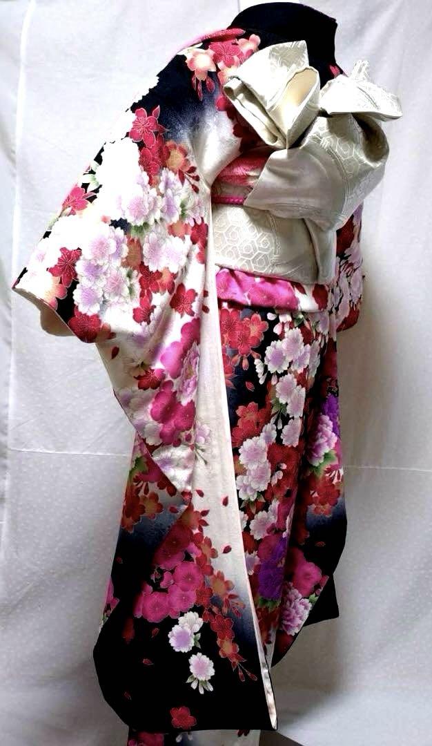 トールサイズ　正絹振袖　袋帯　長襦袢　小物セット　 大きめサイズ　18ー12②
