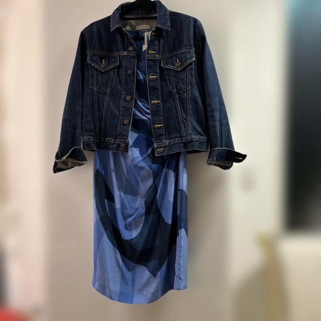 Max Mara ブルー系 ひざ丈ワンピース 半袖 - メルカリ